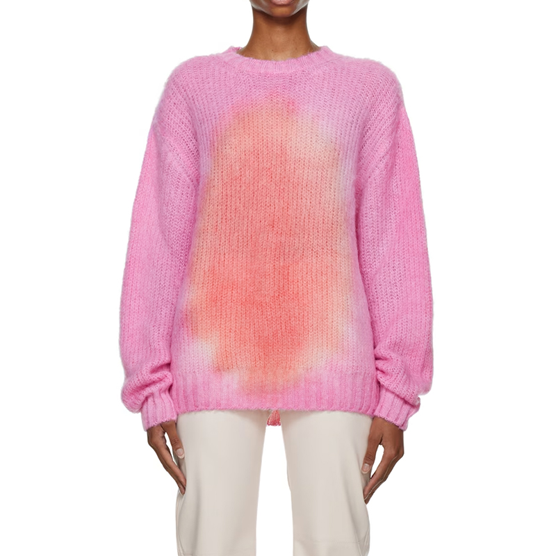 customized tie-dye sweater online hongfeng offers customized tie-dye sweater with charming pink color and cozy winter style.